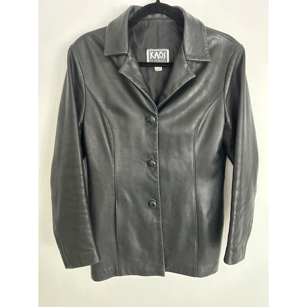 Kaos Klothing Black Leather Blazer Jacket Vintage Made in Australia Size M